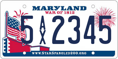 MD license plate 5AX2345