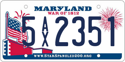 MD license plate 5AX2351
