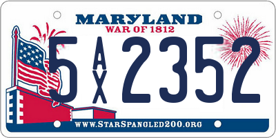 MD license plate 5AX2352