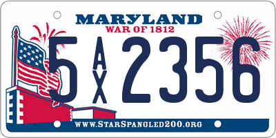 MD license plate 5AX2356