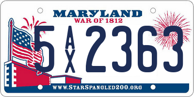MD license plate 5AX2363