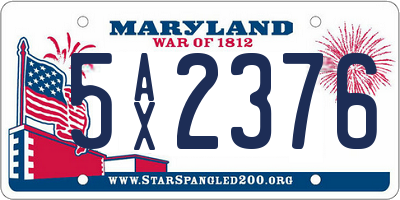MD license plate 5AX2376