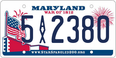 MD license plate 5AX2380