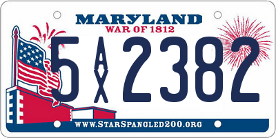 MD license plate 5AX2382
