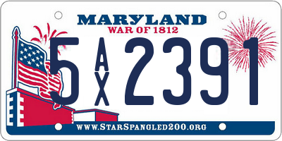 MD license plate 5AX2391