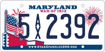 MD license plate 5AX2392