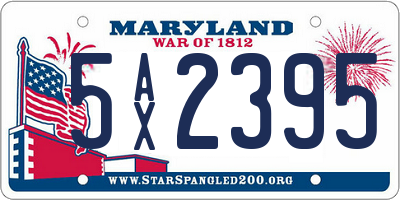 MD license plate 5AX2395