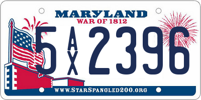 MD license plate 5AX2396