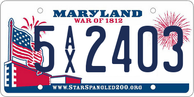 MD license plate 5AX2403
