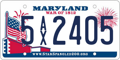 MD license plate 5AX2405
