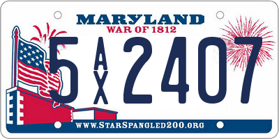 MD license plate 5AX2407