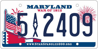 MD license plate 5AX2409
