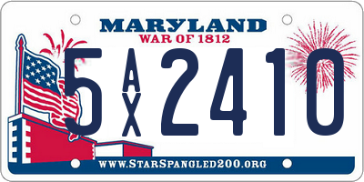 MD license plate 5AX2410