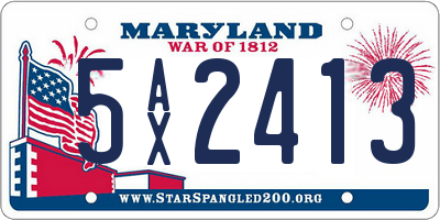 MD license plate 5AX2413