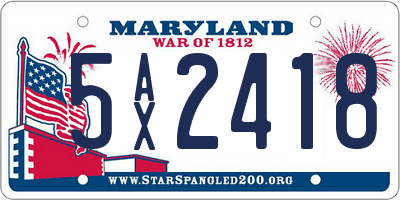 MD license plate 5AX2418