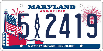MD license plate 5AX2419