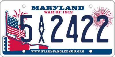 MD license plate 5AX2422