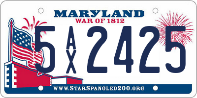 MD license plate 5AX2425