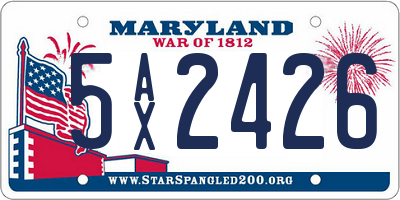MD license plate 5AX2426