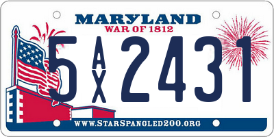 MD license plate 5AX2431