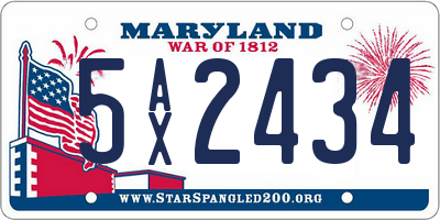 MD license plate 5AX2434