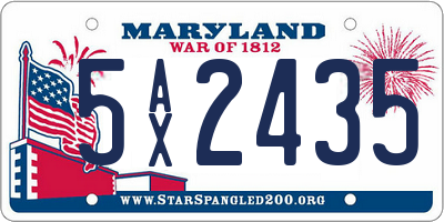 MD license plate 5AX2435