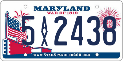 MD license plate 5AX2438