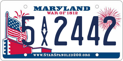 MD license plate 5AX2442