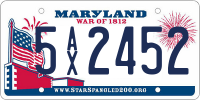 MD license plate 5AX2452