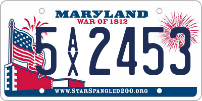 MD license plate 5AX2453
