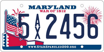 MD license plate 5AX2456