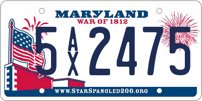 MD license plate 5AX2475