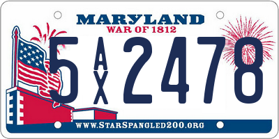 MD license plate 5AX2478