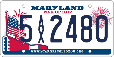 MD license plate 5AX2480