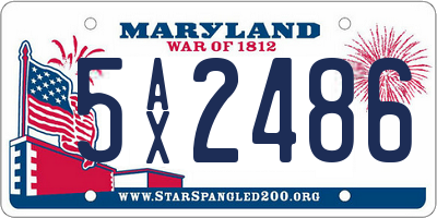 MD license plate 5AX2486