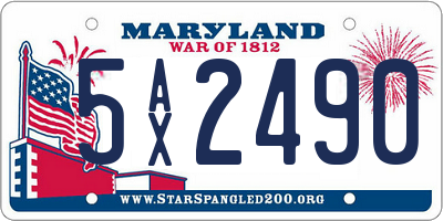 MD license plate 5AX2490