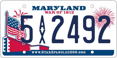 MD license plate 5AX2492