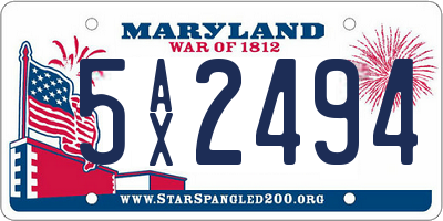 MD license plate 5AX2494