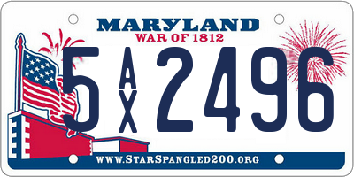 MD license plate 5AX2496