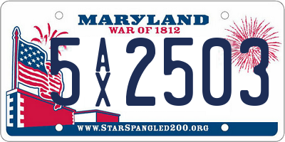 MD license plate 5AX2503