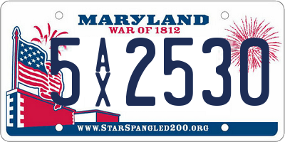 MD license plate 5AX2530