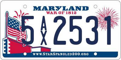 MD license plate 5AX2531