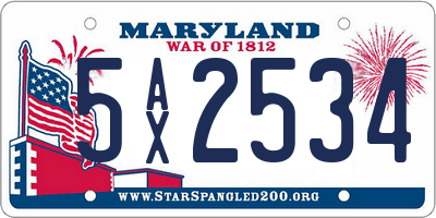 MD license plate 5AX2534