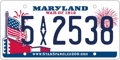 MD license plate 5AX2538