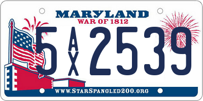 MD license plate 5AX2539