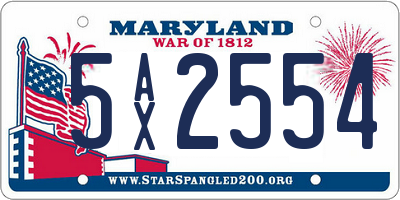 MD license plate 5AX2554