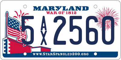 MD license plate 5AX2560