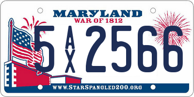 MD license plate 5AX2566