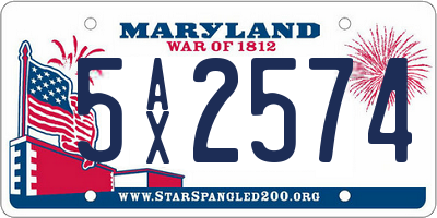 MD license plate 5AX2574