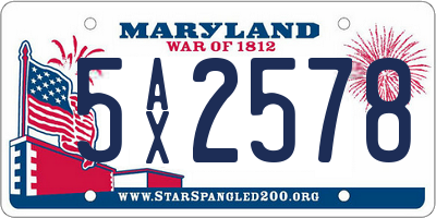 MD license plate 5AX2578